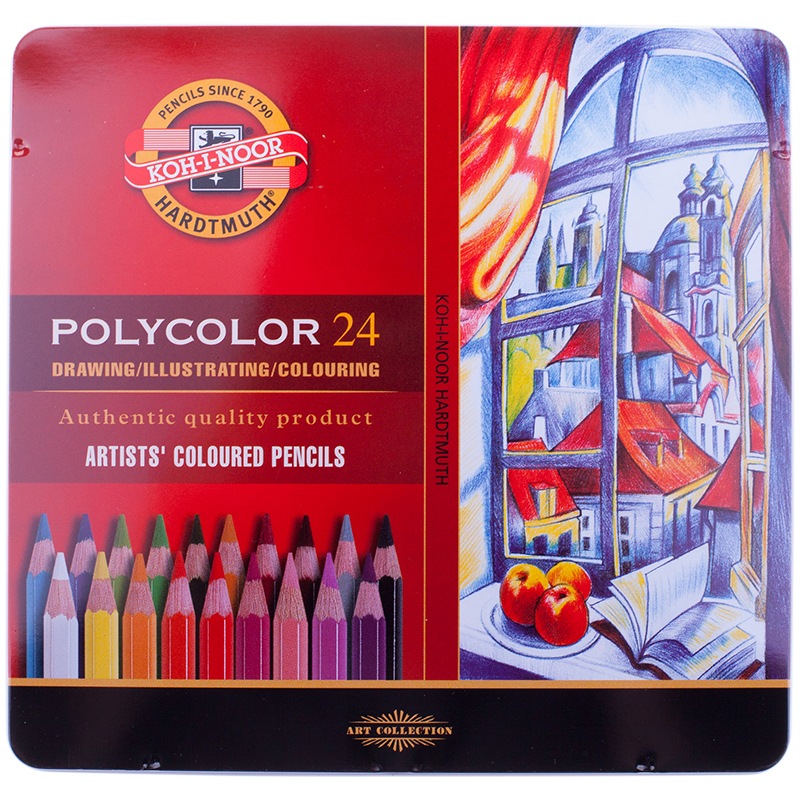 Карандаши цветные художественные Koh-I-Noor "Polycolor", 24цв., заточен., метал. пенал (ПОД ЗАКАЗ)