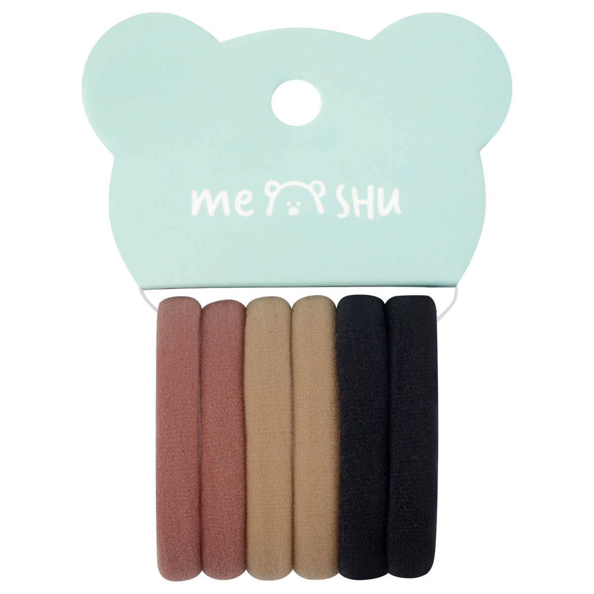 Резинки для волос MESHU "Essence thin", горчичные, каштановые, черные, 6шт., диаметр 4см, европодвес