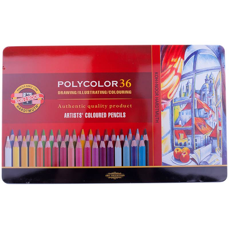 Карандаши цветные художественные Koh-I-Noor "Polycolor", 36цв., заточен., метал. пенал (ПОД ЗАКАЗ)