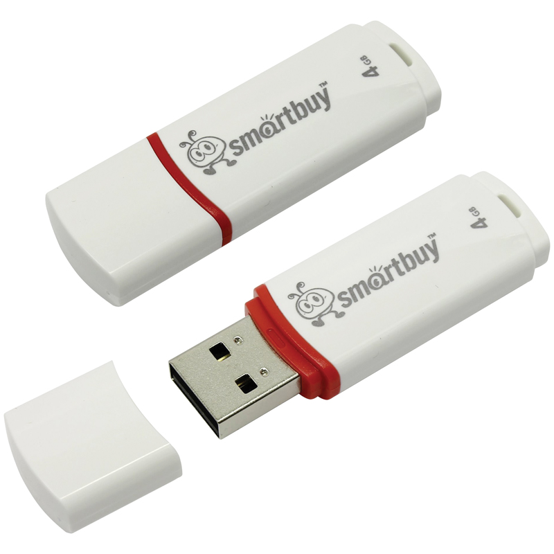 Память Smart Buy "Crown" 4GB, USB 2.0 Flash Drive, белый